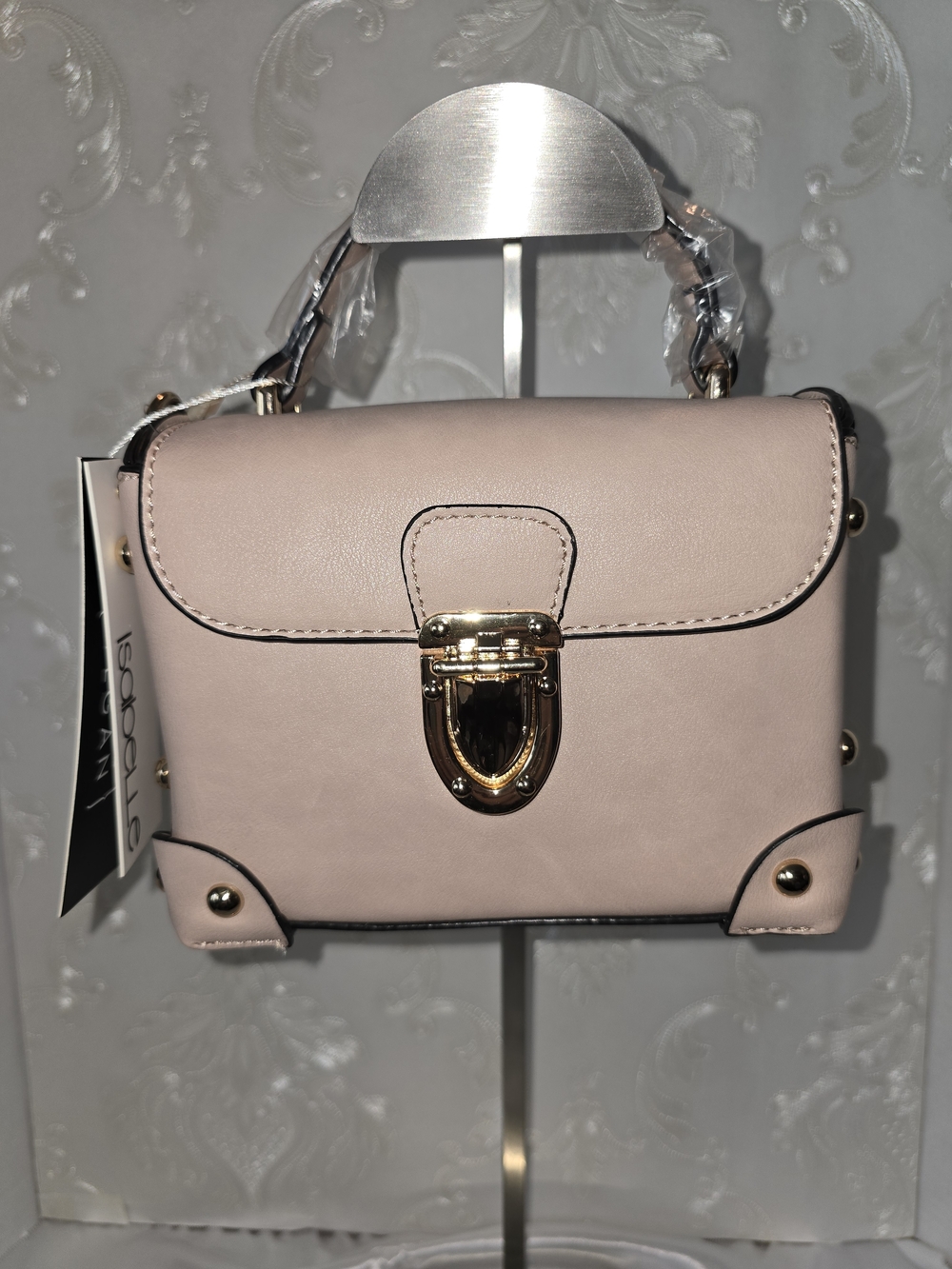 Elegant Women's Top-Handle Crossbody Bag in Blush Pink